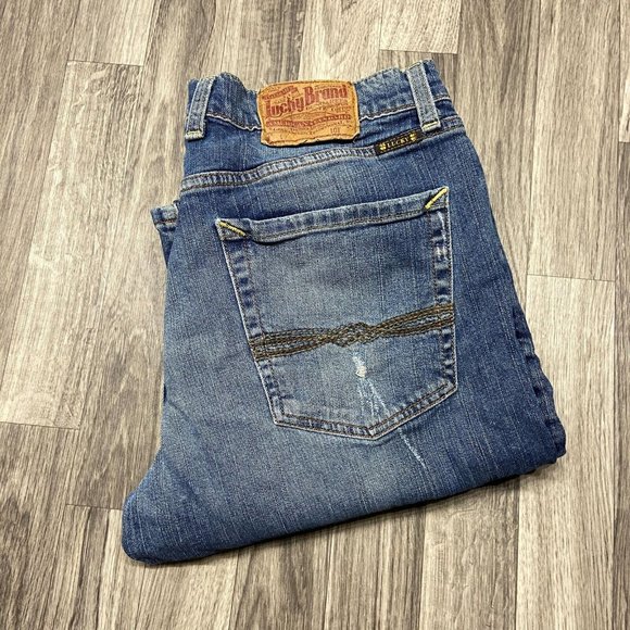 LUCKY BRAND Dungarees Slim Boot Leg Med Wash Blue Denim Jeans Men's Size 33